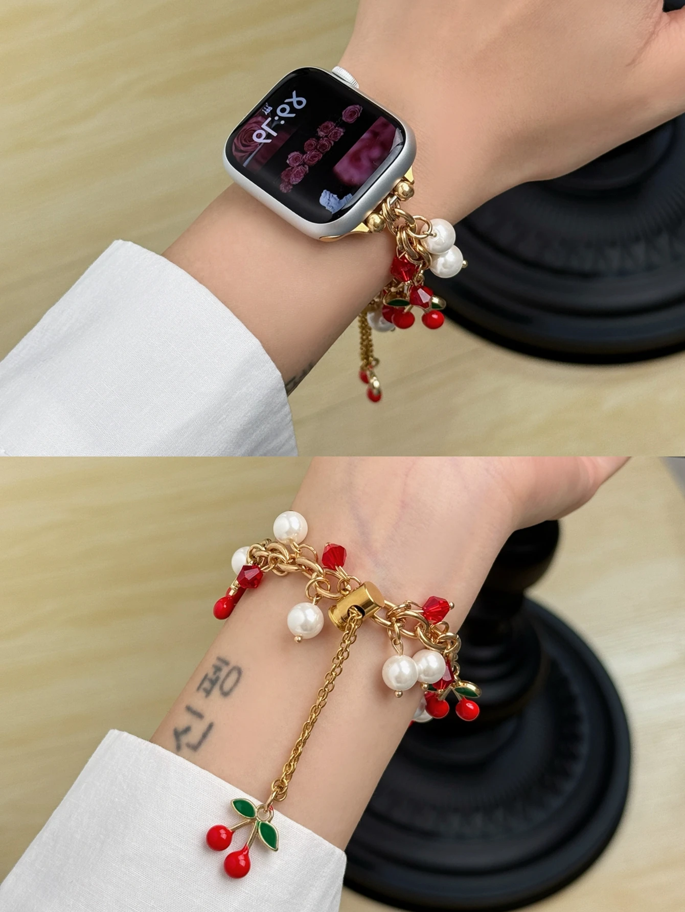 Neue Perlen Metall Link Strap Für Apple Uhr Band Für Frauen 38mm 40mm 41mm 42mm 44mm 45mm 46mm 49mm