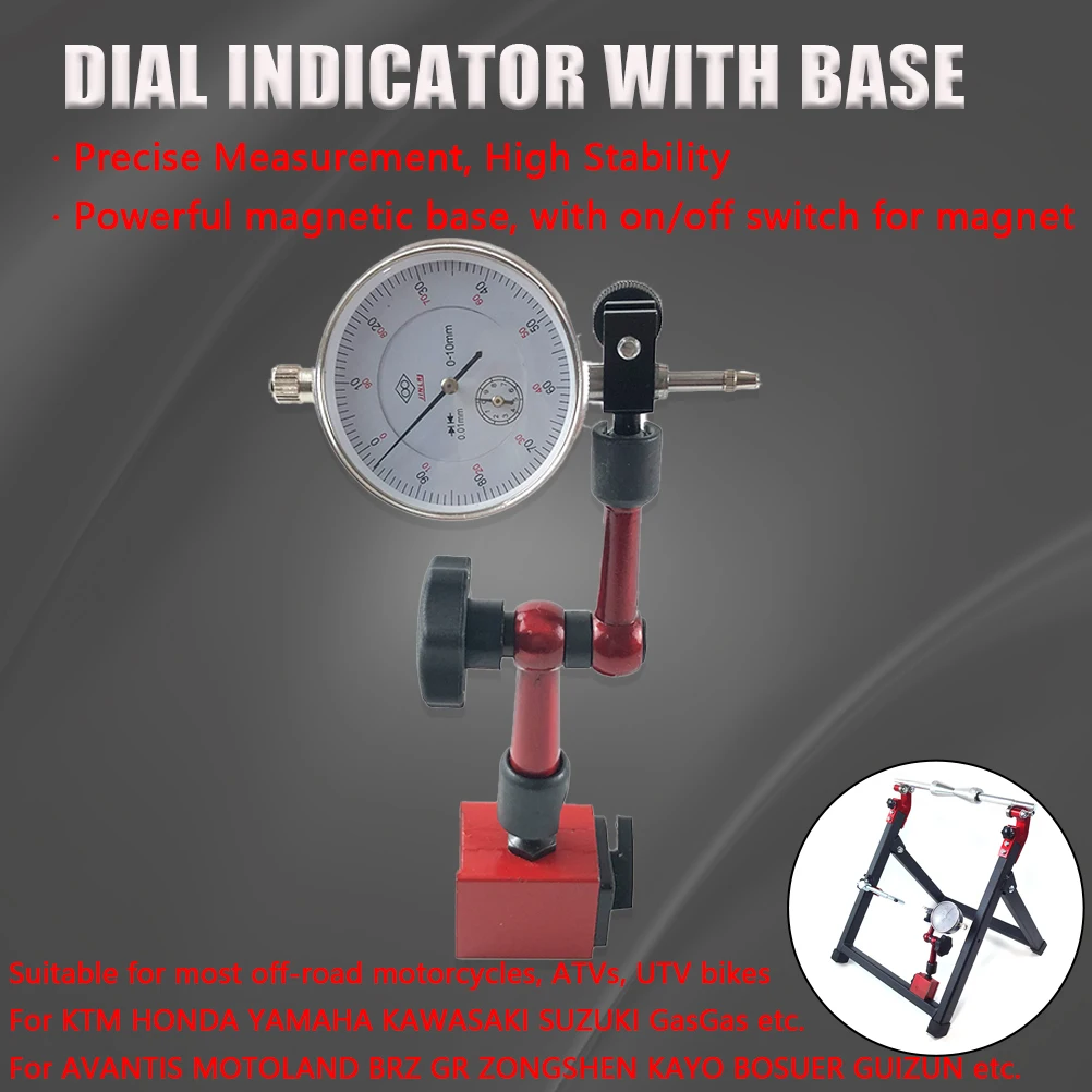 Motorcycle Dial Indicator Magnetic Stand Base Magnetic Holder Gauge Measuring Tool Universal For ATV UTV KTM HONDA YAMAHA SUZUKI