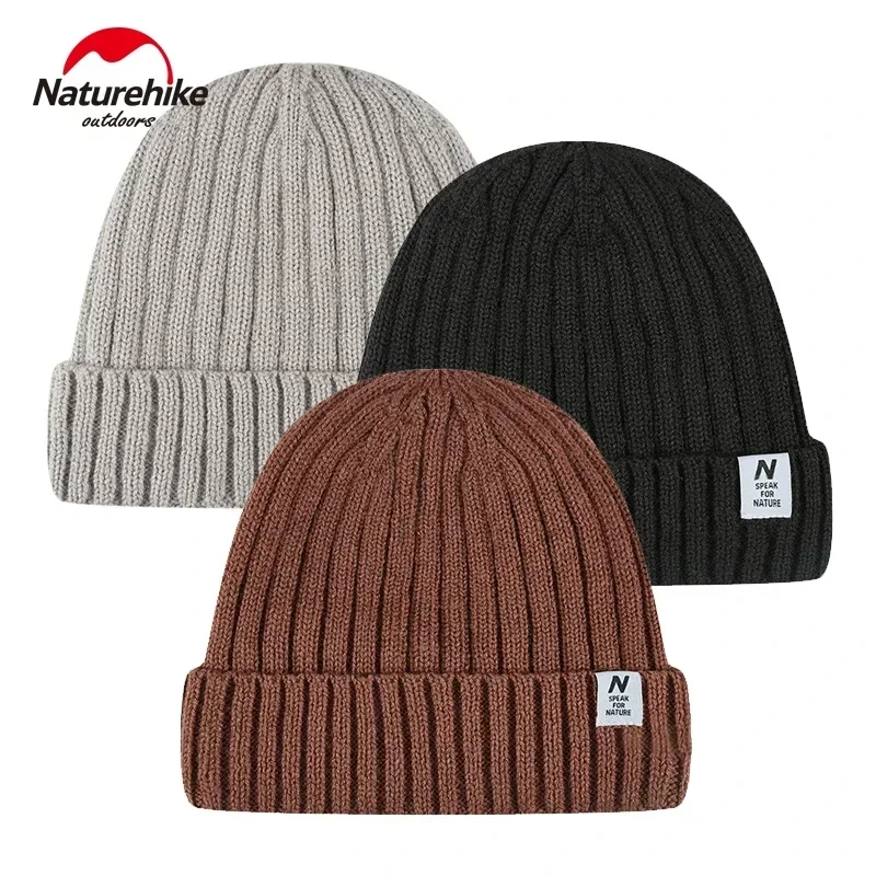 Naturehike Winter Wool Knitted Hat Warm Polar Fleece Cap for Men Women Outdoor Camping Hiking Skiing Sport Double Layer Thicken