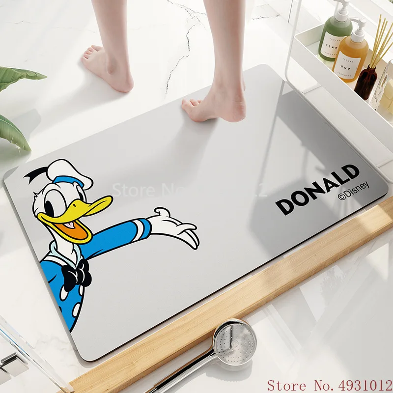 Disney Donald Duck Bath Mats Diatom Mud Bathroom Blanket Absorbent Quick Drying Non-slip  Toilet Shower Room Door Mat