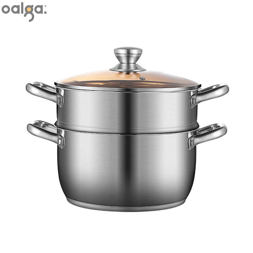 Boilers Stainless Steel Steamer Double Soup Pot Home Thickened Induction Cooker Kitchen Pot Steamer Pot Food Steamer Boiler 26CM