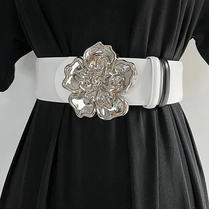 Luxury ladies wide belt elastic vintage buckle leather wide fashion wild pin buckle women\'s belt waist seal belt