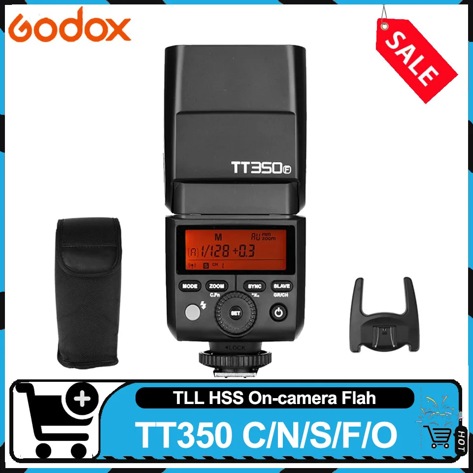 Godox TT350 C/N/S/F/O Mini TTL HSS على الكاميرا ضوء فلاش 2.4 جيجا هرتز نقل لاسلكي 1/8000s Speedlight فلاش محمول