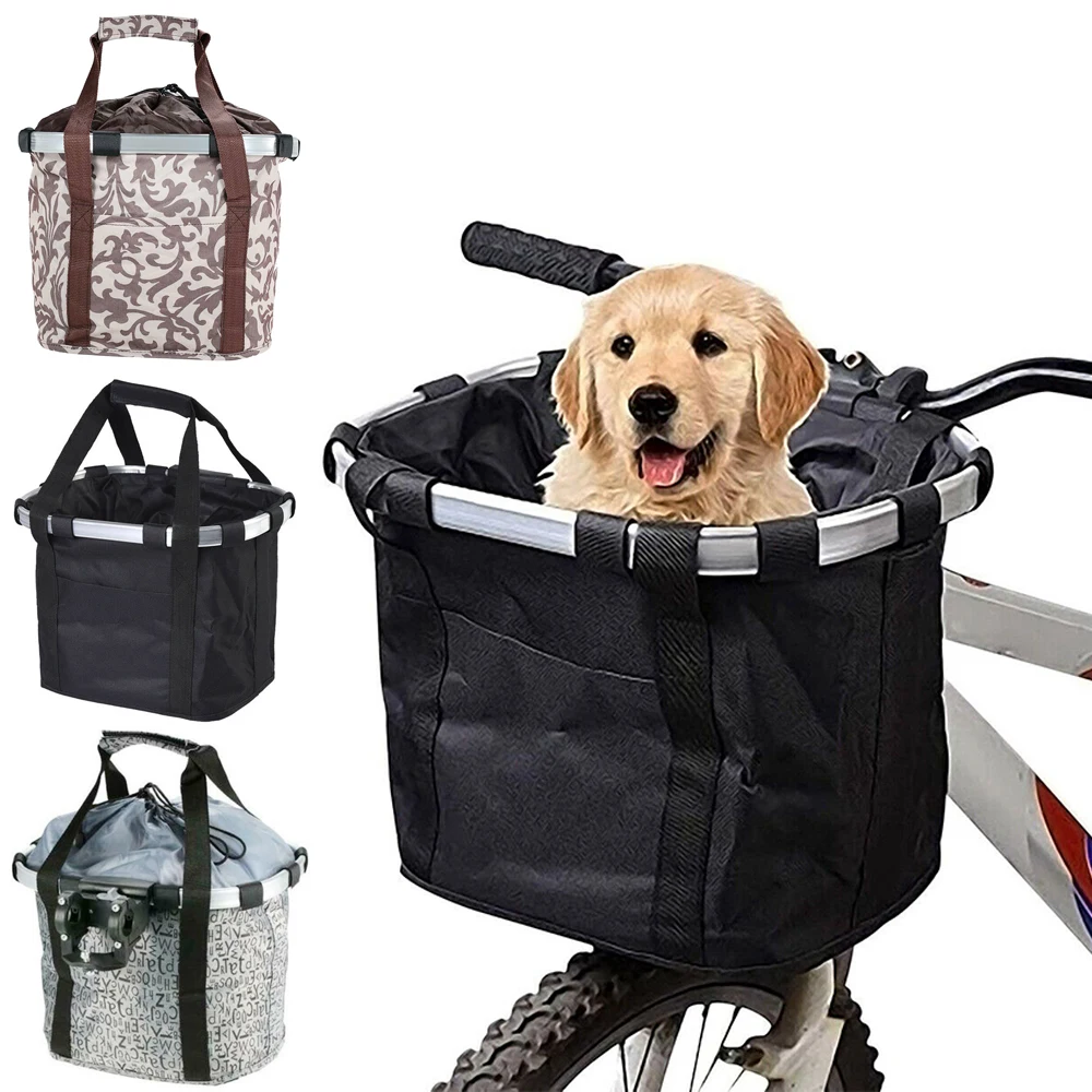 

Bicycle Front Basket Bike Small Pet Dog Carry Pouch 2in1 Detachable Cycling Handlebar Hanging Fold Bag 5KG Load Carry Pouch