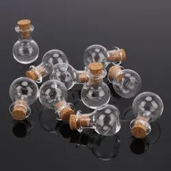 10PCS  Small Glass Bottles Miniature Potion Bottle Mini Cork Glass Vials Wedding