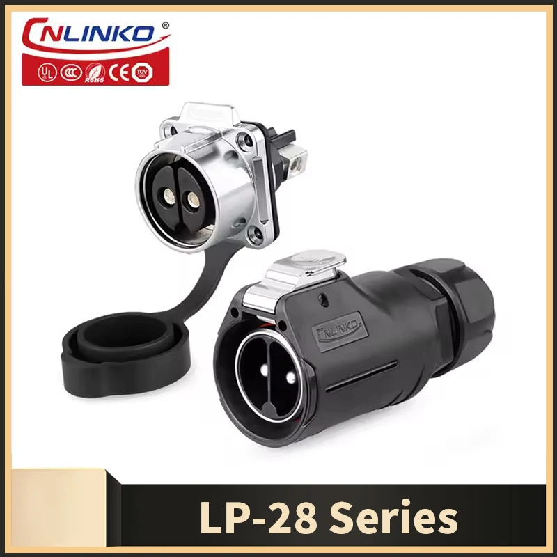 Cnlinko LP28 Industrial 2/3 Pin Connector Waterproof 50A 35A Electrical Male Plug Female Socket Cable Wire Power Connector