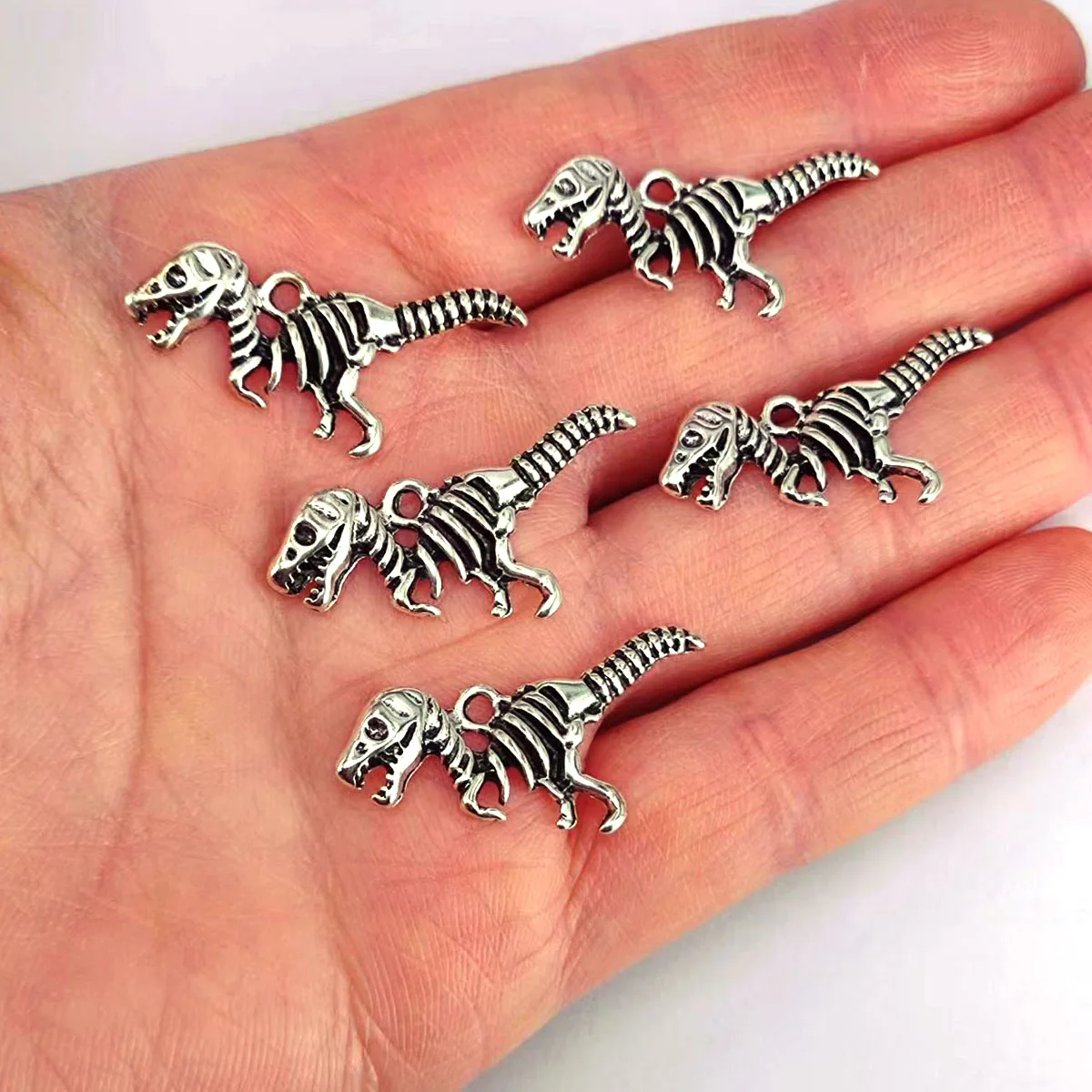 

5pcs Cute Ancient Silver Dinosaur Skeleton charm for DIY