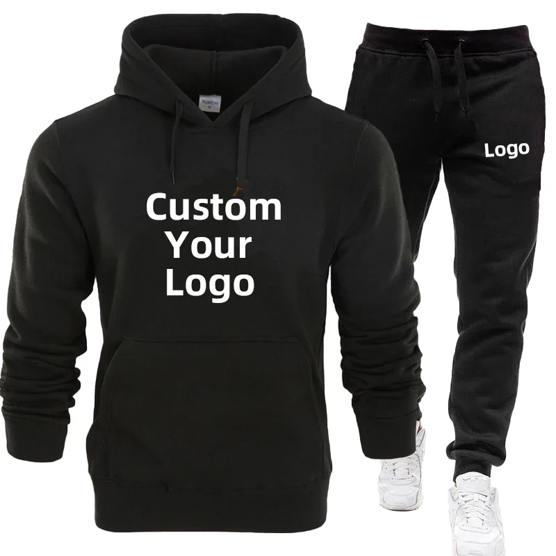 2023 New Men\'s Fashion Tracksuit Casual Customize your logo Sport Suit Jogging Suit diy printing Hoodie   Pants Set