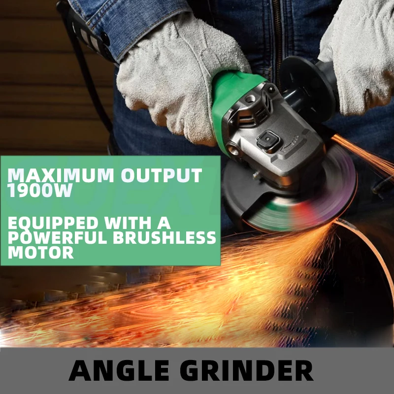 Electric Angle Grinder Rechargeable Brushless Polishing Cutting Machine Disc Grinder Tool Electric Grinding Cutting Power Tools