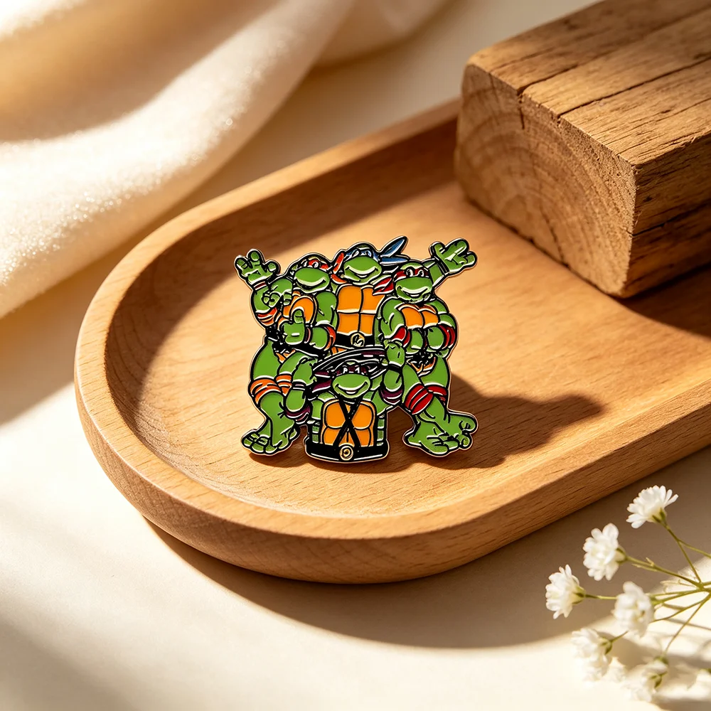 1/4Pcs Cute Cartoon Ninja Turtle Team Enamel Pin Retro Comic Creature Group Metal Lapel Brooch Holiday Gift for Friends