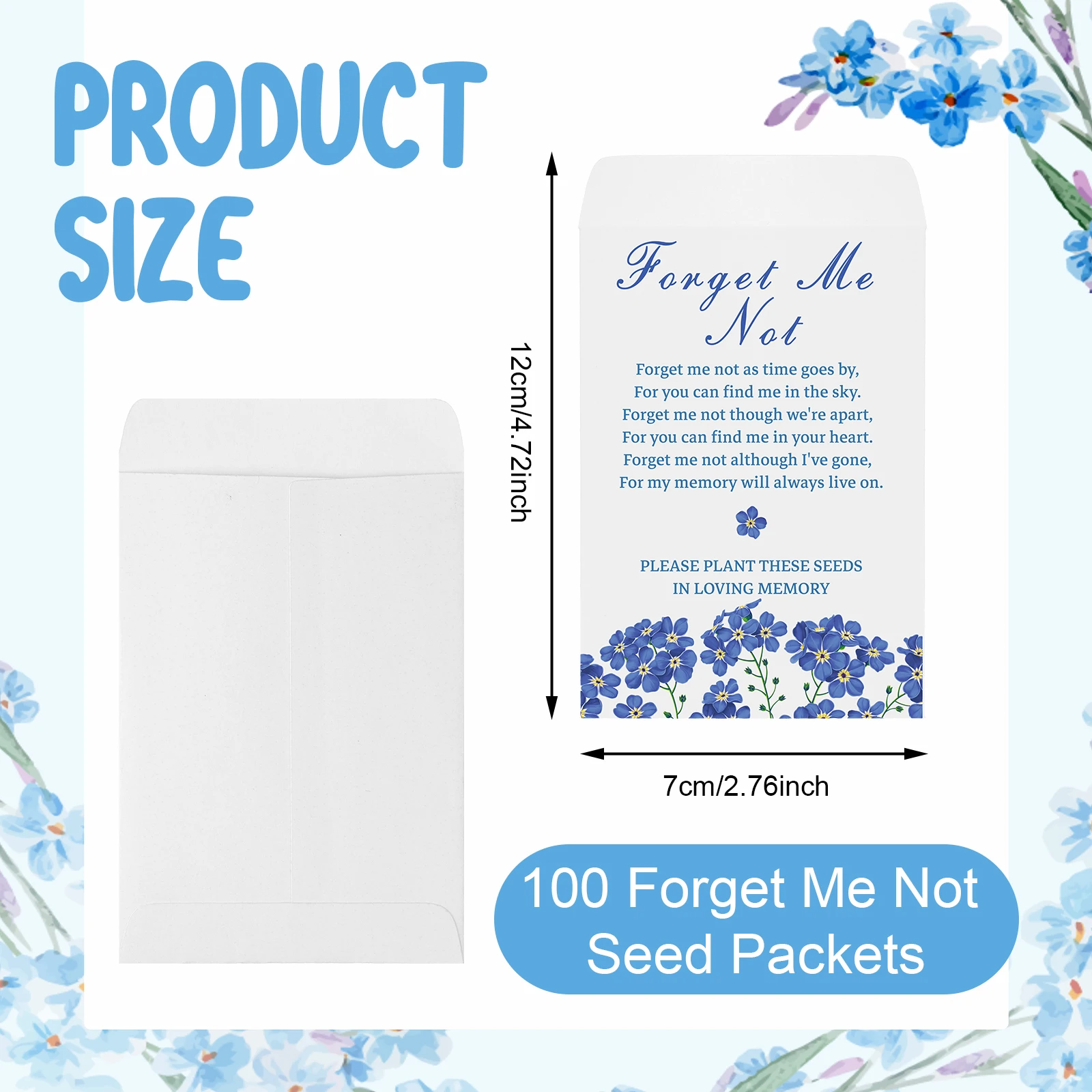 100 Pcs Forget Me Not Seeds Packets Favors For Funerals Memorial Favours For Guests - Not Include Seeds - Forget Me Not Seeds En