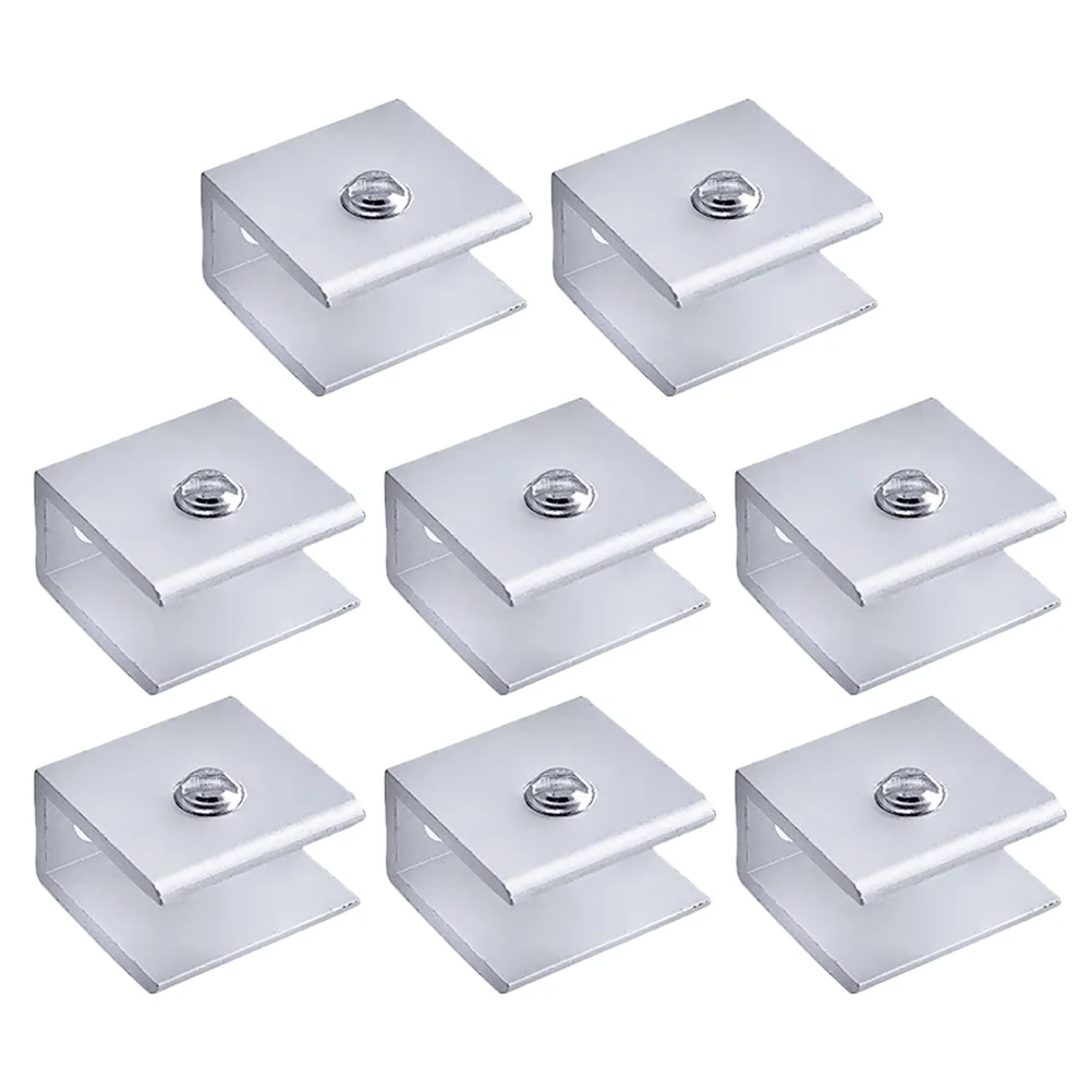 8 Pcs 유리 클립 브래킷 사각형 선반 브래킷 공간 알루미늄 조절 클램프 금속 클립