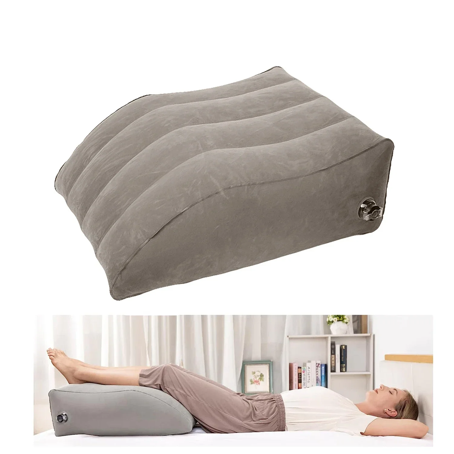 

Soft Footrest Pillow PVC Inflatable Foot Rest Folding Pillow Cushion Travel Office Home Leg Up Relaxing Feet Supplies