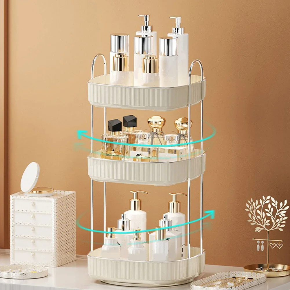 

Bathroom Countertop Organizer 360 Rotating Spinning Perfume Organizer Luxury Skincare Cosmetic Storage Box for Bathroom Dresser