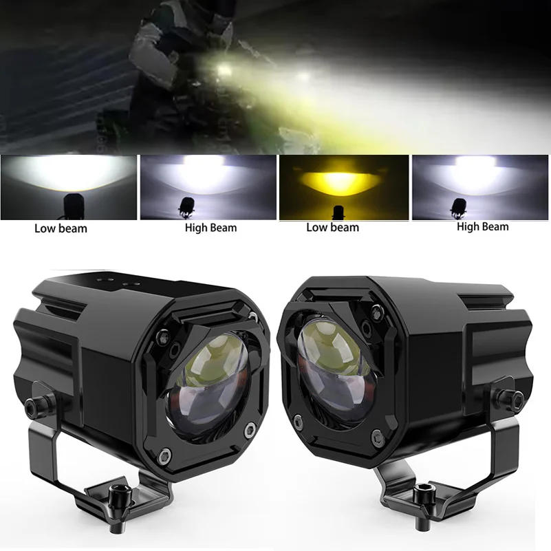 1/2PCS New Motorcycle Fog Lights  LED Off Road Driving Light  Auxiliary Spot Work Lights Hi/Low Beam farol Moto Fog Lamp