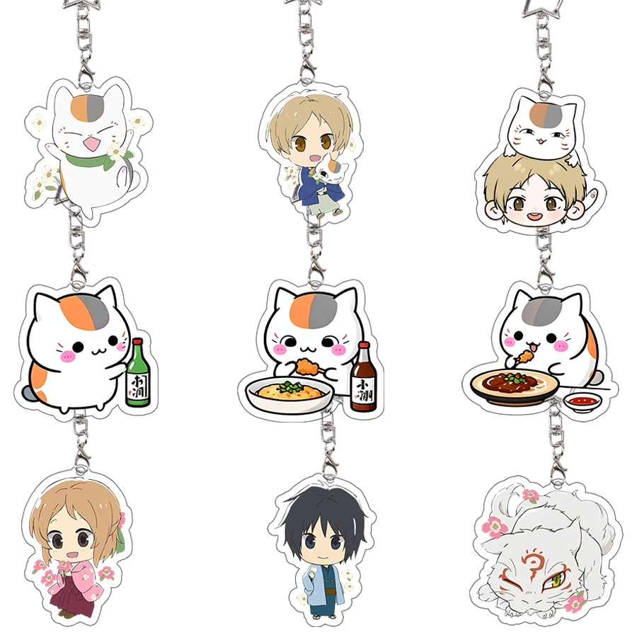 Natsume's Book of Friends Acryl-Schlüsselanhänger Nyanko Takashi Kaname Taschendekoration Studenten-Cartoon-Chibi-Anhänger Schlüsselring Geburtstagsgeschenk
