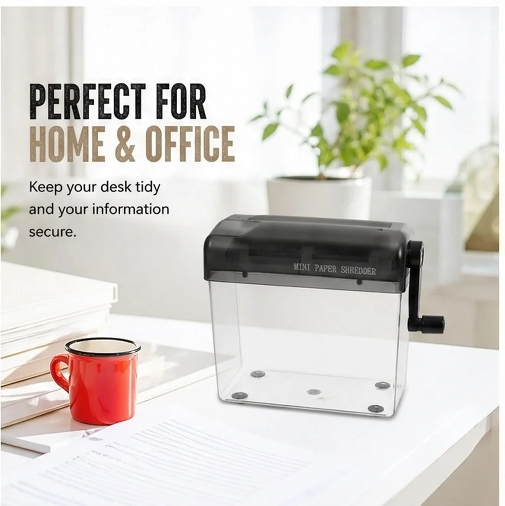 Small Desktop Manual Paper Shredder Wear Resistant Hand Crank Shredder Household Office Convenient Paper Cutter for Bills