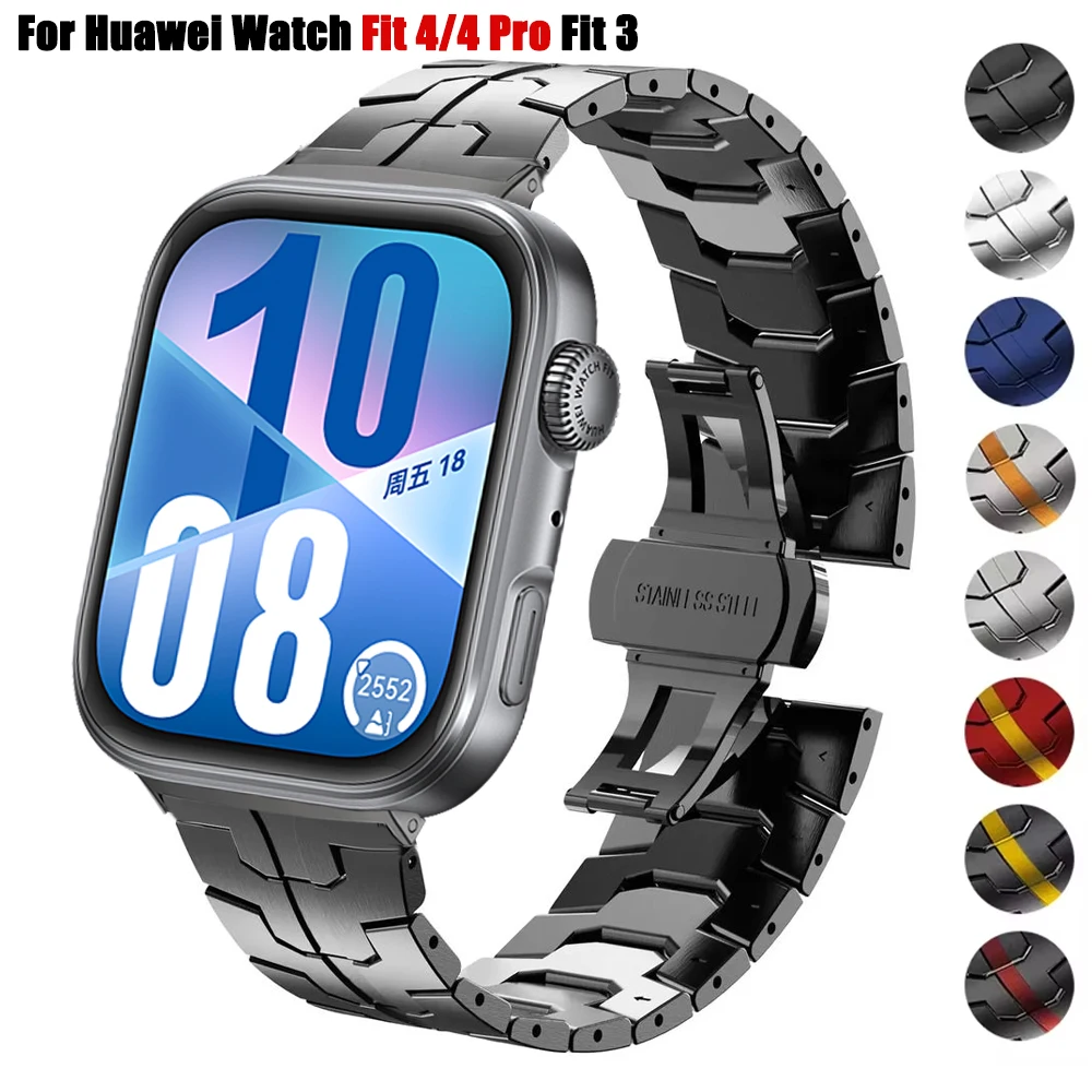 حزام من الفولاذ المقاوم للصدأ لساعة Huawei Watch Fit 4 Pro Luxucy Metal Quick Fit سوار Correa لساعة Huawei Watch Fit4 Fit3