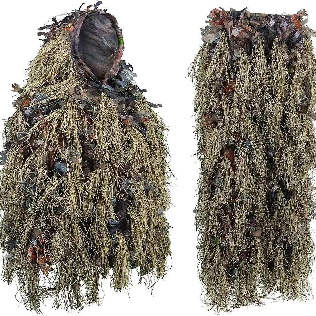 New Jungle Leaves Wool Camouflage Clothing Desert Khaki Outdoor Training Ghillie Suit