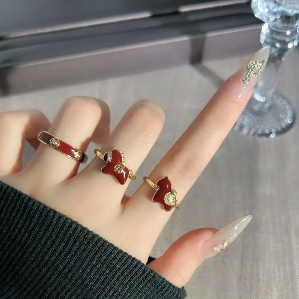 

Stackable Good Luck Zodiac Horse Ring Adjustable Cartoon New Year Drip Oil Ring Jewelry Shiny Opening Ring Women Men