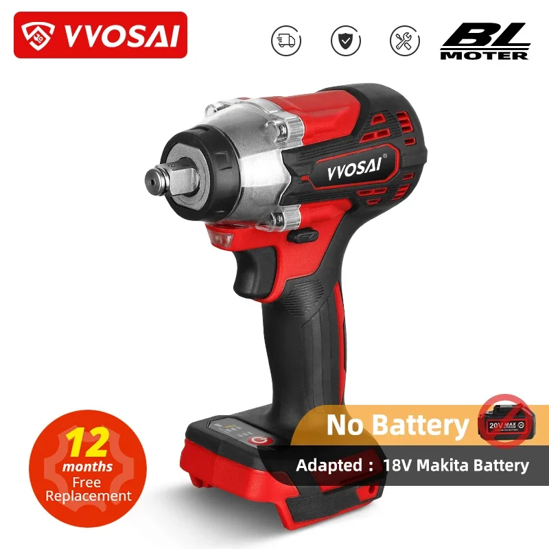 VVOSAI MT-Series 340N.m 20V Brushless Cordless Impact Wrench 1/2 Electric Socket Wrench Lithium battery LED Hand Drill Tools