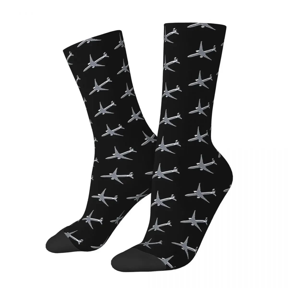 Airplane Icon Socks Harajuku Sweat Absorbing Stockings All Season Long Socks Accessories for Unisex Gifts