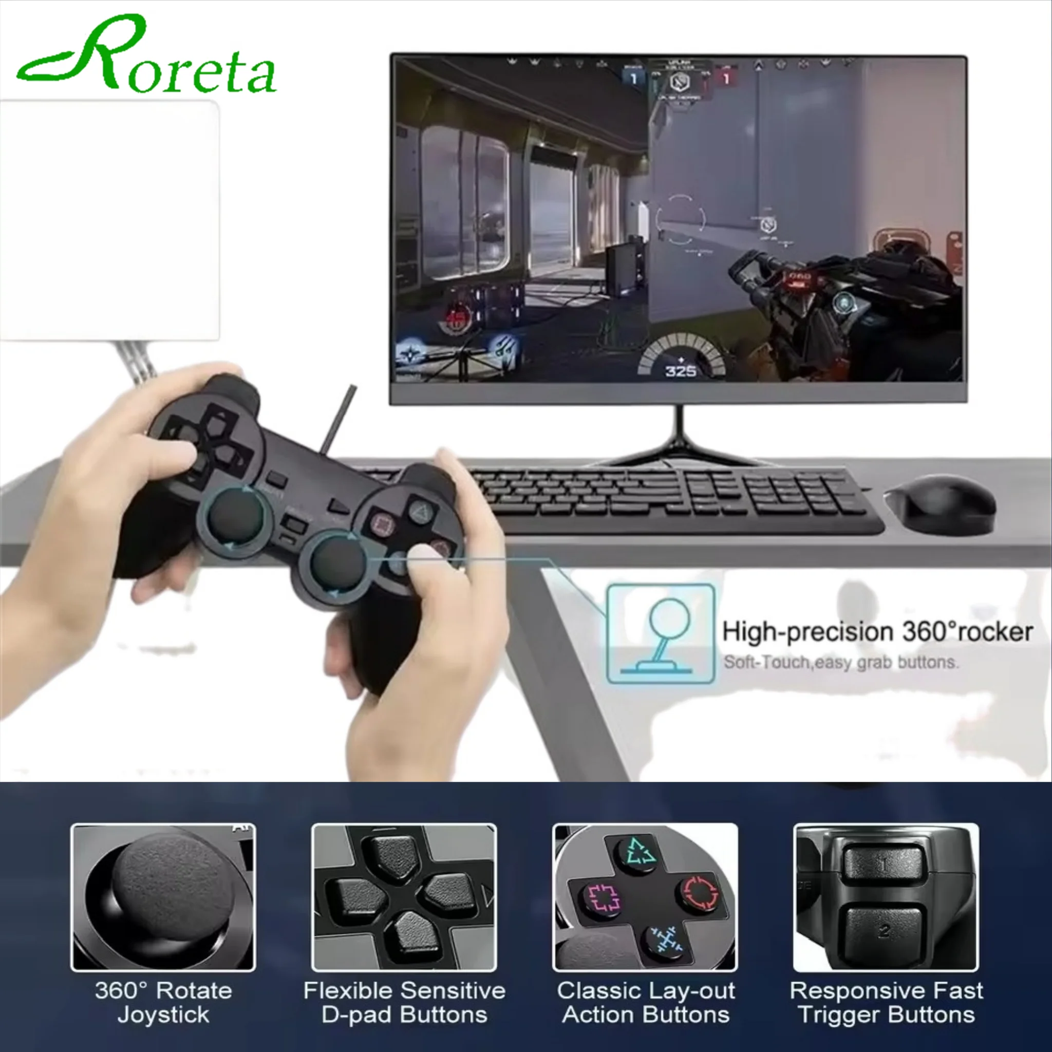 controle-com-fio-roreta-para-ps2-gamepads-para-joystick-para-playstation-2-joypad-com-vibracao-e-choque-controle-usb-com-fio-para-pc-acessorios