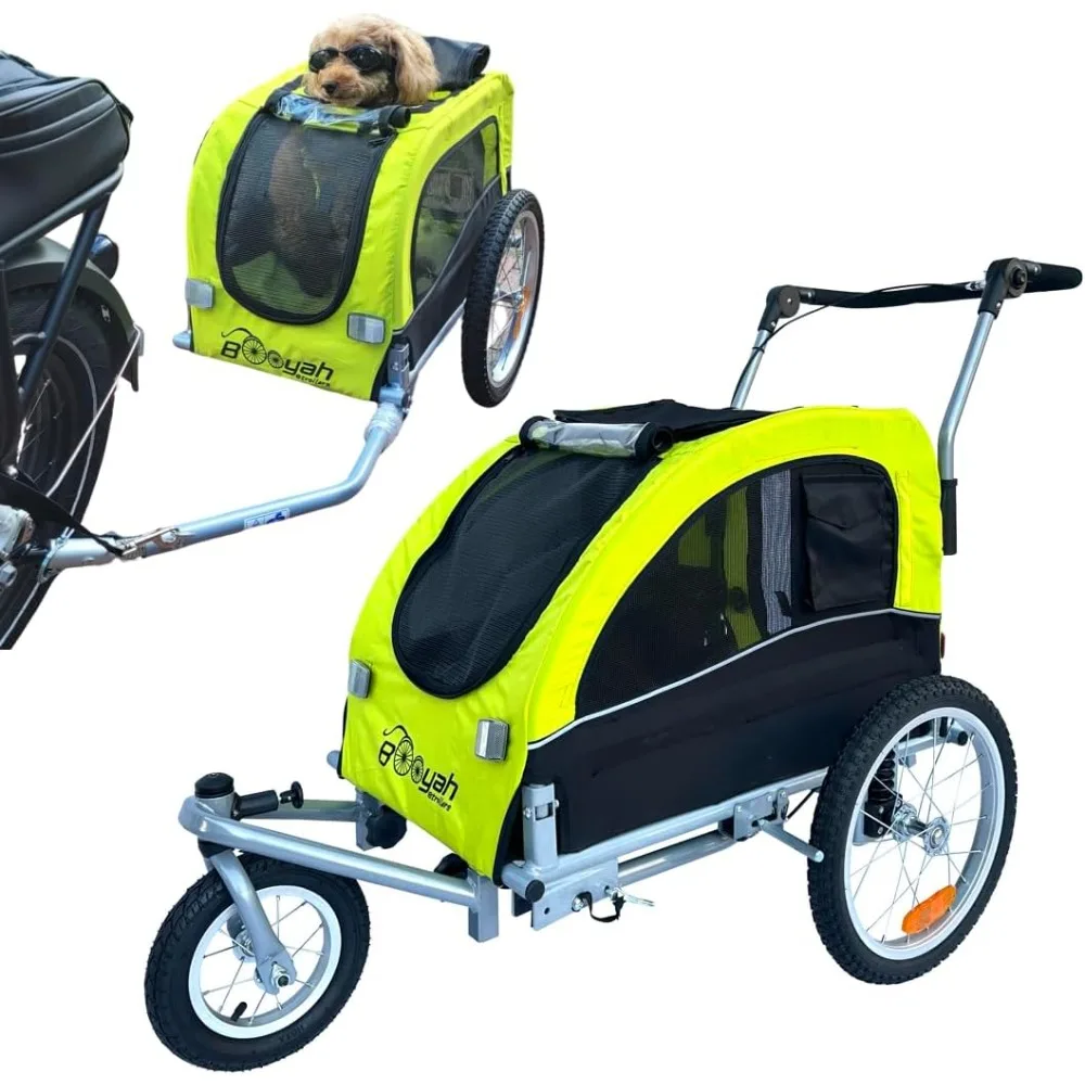 Medium Dog Stroller & Pet Bike Trailer with Suspension - Black