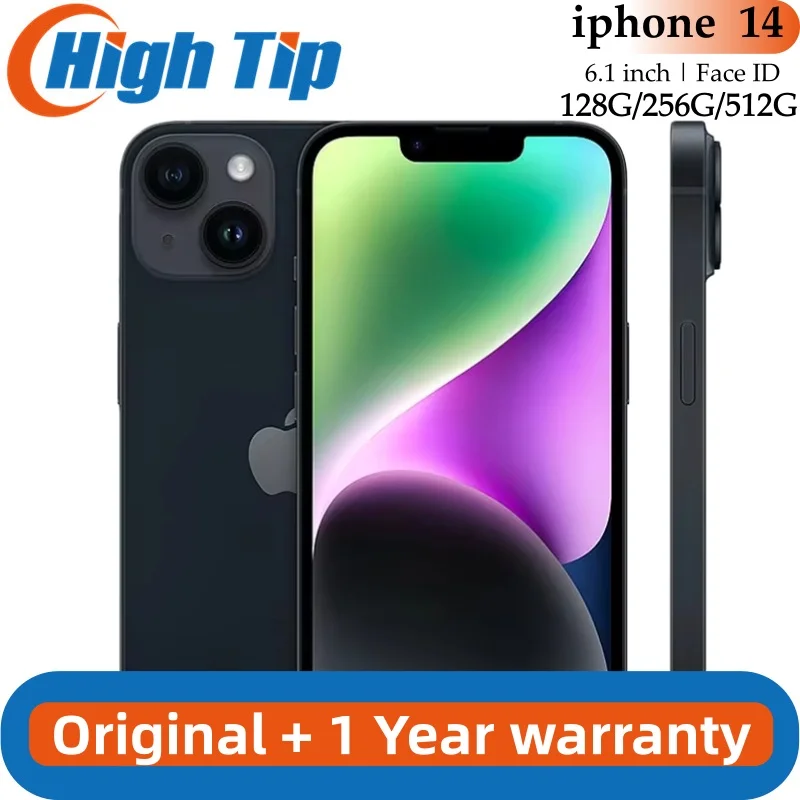 Apple iPhone 14, американская версия, Dual eSIM, 128/256/512 ГБ ROM, 6 ГБ RAM, 6.1-дюймовый экран Super Retina OLED, Face ID, NFC, процессор A15, 5G, мобильный телефон
