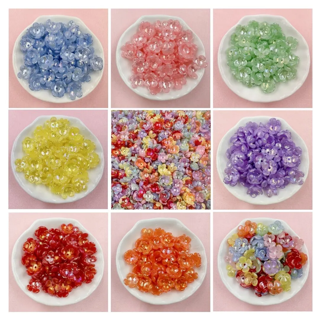 10mm Earring Accessories 80pcs Bright Handmade Material Petals Loose Beads Acrylic Fashion Hair Clip Small DIY Necklace Bracelet