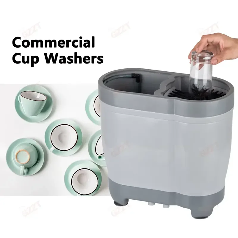 Commercial Semi Automatic Cup Washer 600 Cups Per Hour Manual Glass Cleaning Machine for Restaurant Kitchen Bar Dishwashing