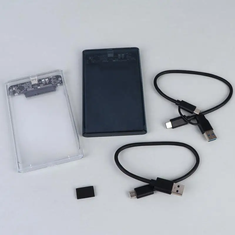 USB Type C 2.5 Inch External Storage Case SATA To USB 5Gbps HDD SSD Case Transparent Hard Drive Enclosure Support For PC Laptops