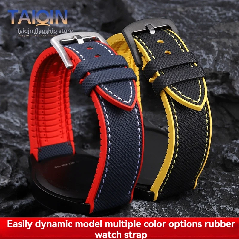 Bracelet universel souple et étanche, 20mm, 22, 23mm, pour Longines, Seiko, Hamilton, Casio, fond en caoutchouc et nylon, bracelet de montre pour hommes
