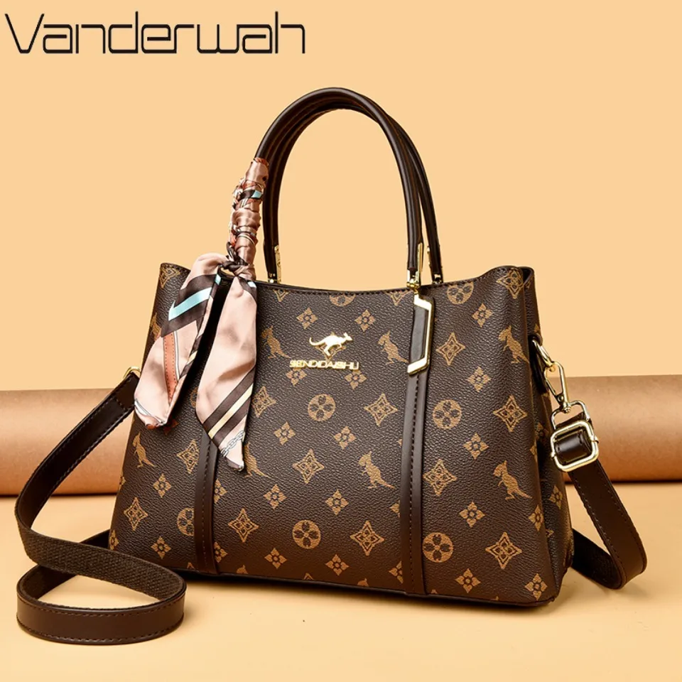 

Новая большая дизайнерская кожаная сумка-тоут для женщин с винтажным принтом, вместительная, на плечо и через плечо, для работы и повседневного использования