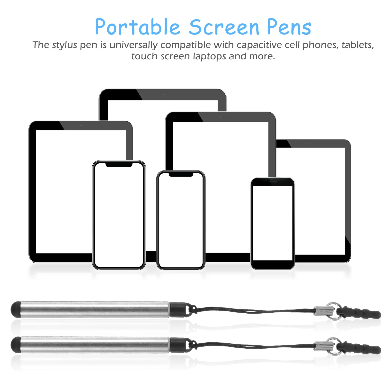 5 Pcs Retractable Touch Screen Stylus Pens for Phone Tablet Laptop Capacitive Plastic Child Cell Sensitive Tip Lanyard Smooth