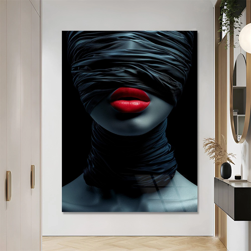 Red Black Hands Canvas Painting Art Abstract Body Wall Art Print Modern Poster Living Room Black Art Sensual Bedroom Decor