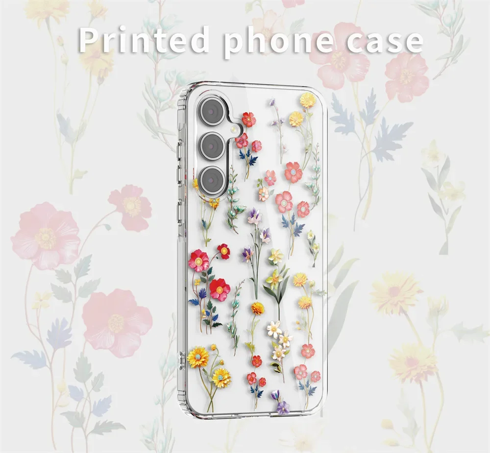 Coque de téléphone transparente à double impression de fleurs, étui à la mode pour samsung A36 A56 A52 A53 A14 A34, couverture florale colorée