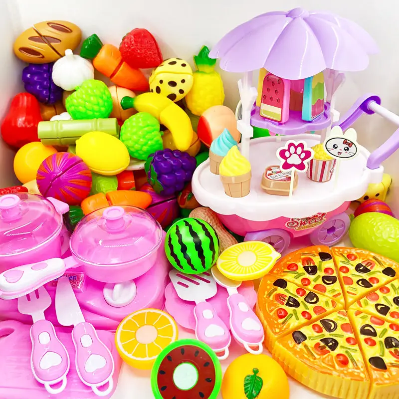 

33pcs Play Set Plastic Food Toy DIY Cake Toy Cutting Fruit Vegetable Food Pretend Play Toys for Children Educational Gift Cute