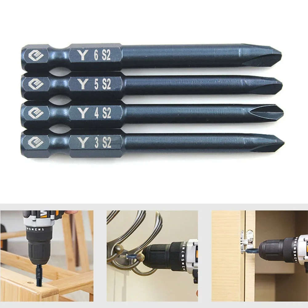 

4pcs 65mm 1/4in Hex Shank Tri-wing Electric Screwdriver Bit Magnetic Set Y3/Y4/Y5/Y6 Screwdriver Bits Hand Tools Accessories