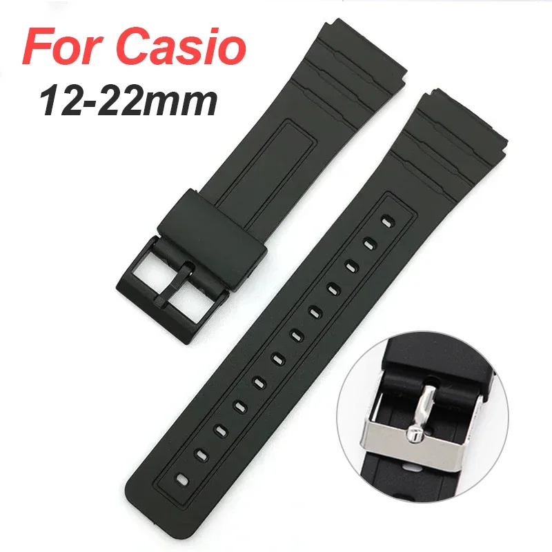 18 20mm Bracelet for Casio W800H W800H A158/168 AE1200/1300 Silicone Watchband for SGW400 F91W F84 F105/108 Rubber Strap 16 22mm