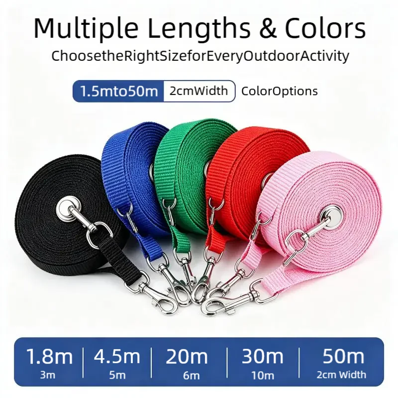 Extra Long Nylon Dog Leash Heavy Duty Anti Tangle Extended Length Recall Training Pet Lead for Outdoor