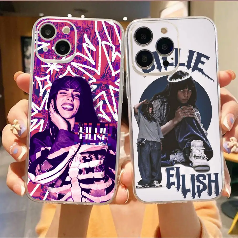 

Singer B-Billie Eilish Phone Case For iPhone17,16,15,14,13,12,11 Plus,Pro Max Soft Transparent Cover