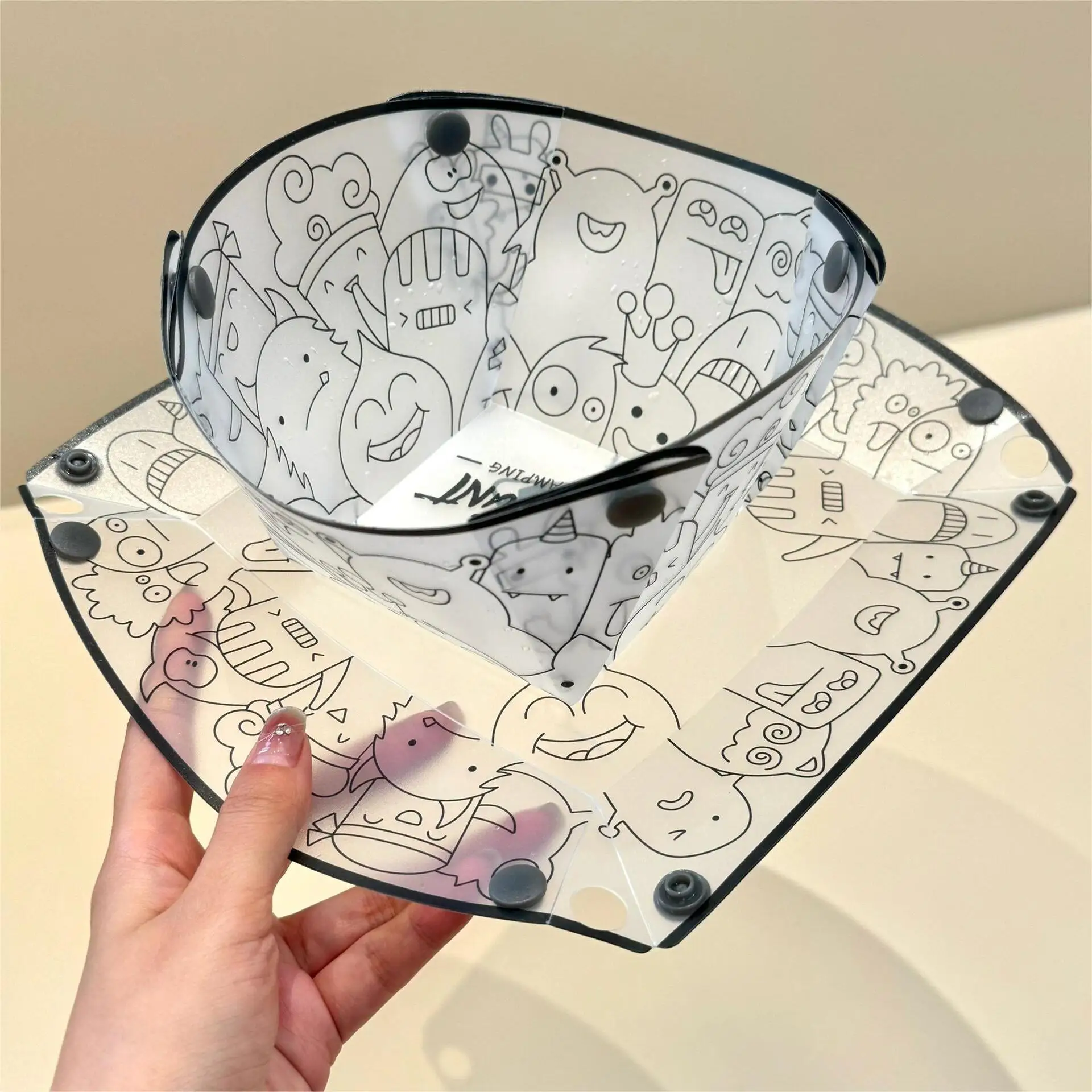 

Kawaii Miniso Folding Bowl Portable Travel 2025 Light Luxury Premium Tableware Set Lightweight Camping Out Water Cup Plate