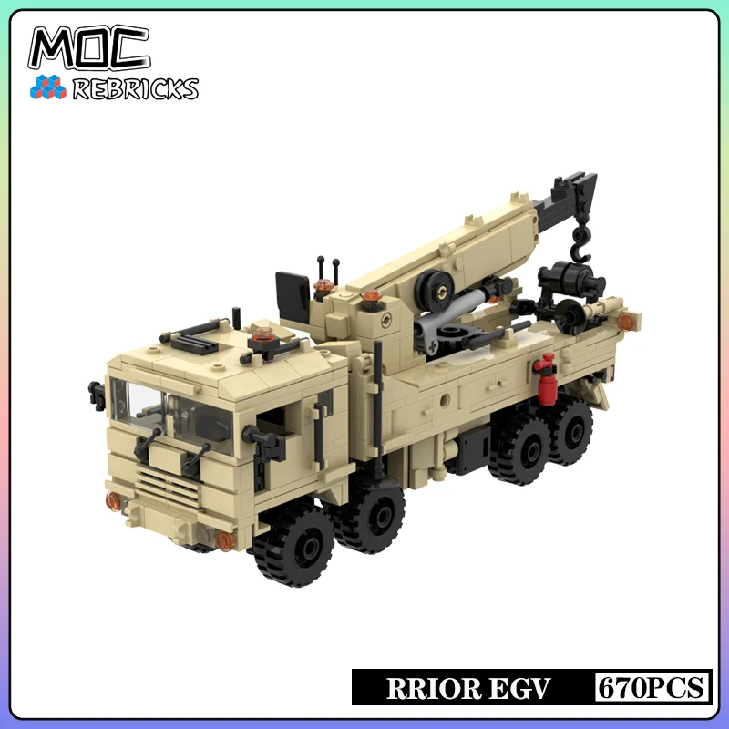 Military Series MOC Warrior 8x8 Rescue Crane Battlefield Rescue Equipment Vehicle Building Block Set DIY Boy Toys Christmas Gift