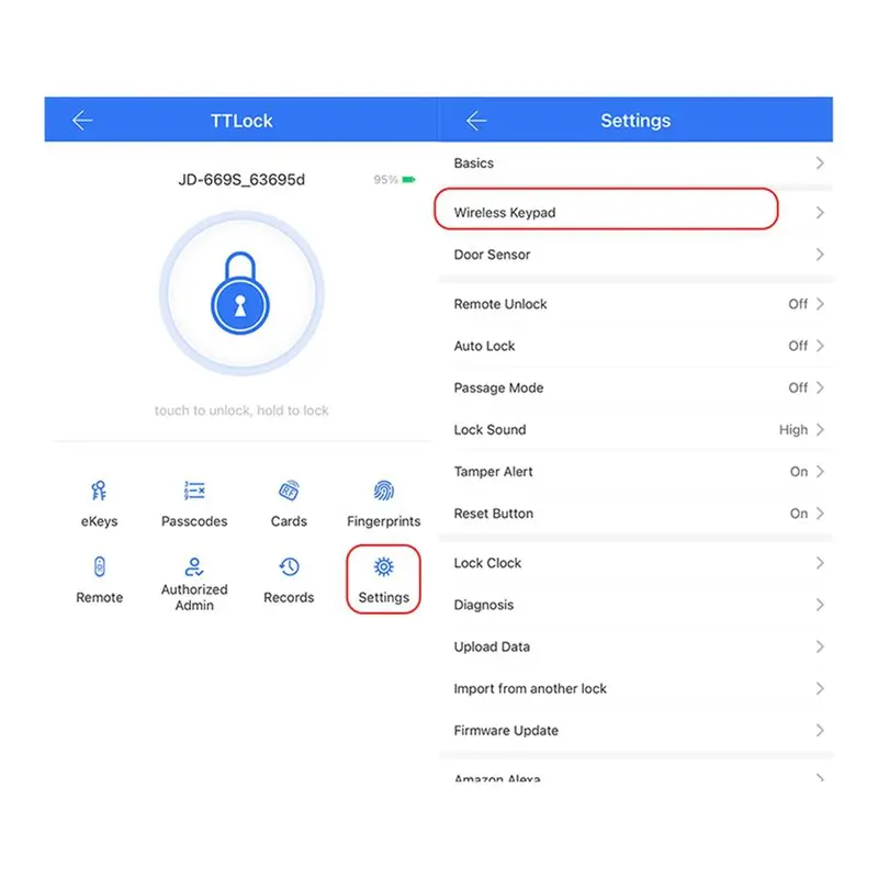 AB11-3X TTLOCK Wireless Digital Keypad Work With TTLOCK Bluetooth Smart Devices Fingerprint Lock