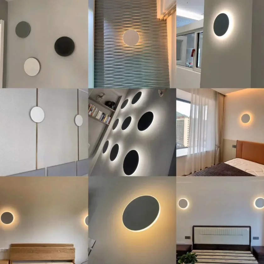 Led Round Wall Lights for Hallway Living Room Bedroom Aisle Modern Sconce Lamp Decoration Lighting Induction Switch Background