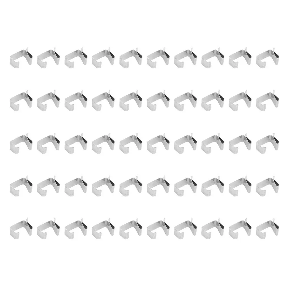 50pcs Stainless Steel Christmas Light Clips 0.9x0.6in/0.8x0.6in Gutter Hooks String Light Hangers Outdoor Christmas Decor