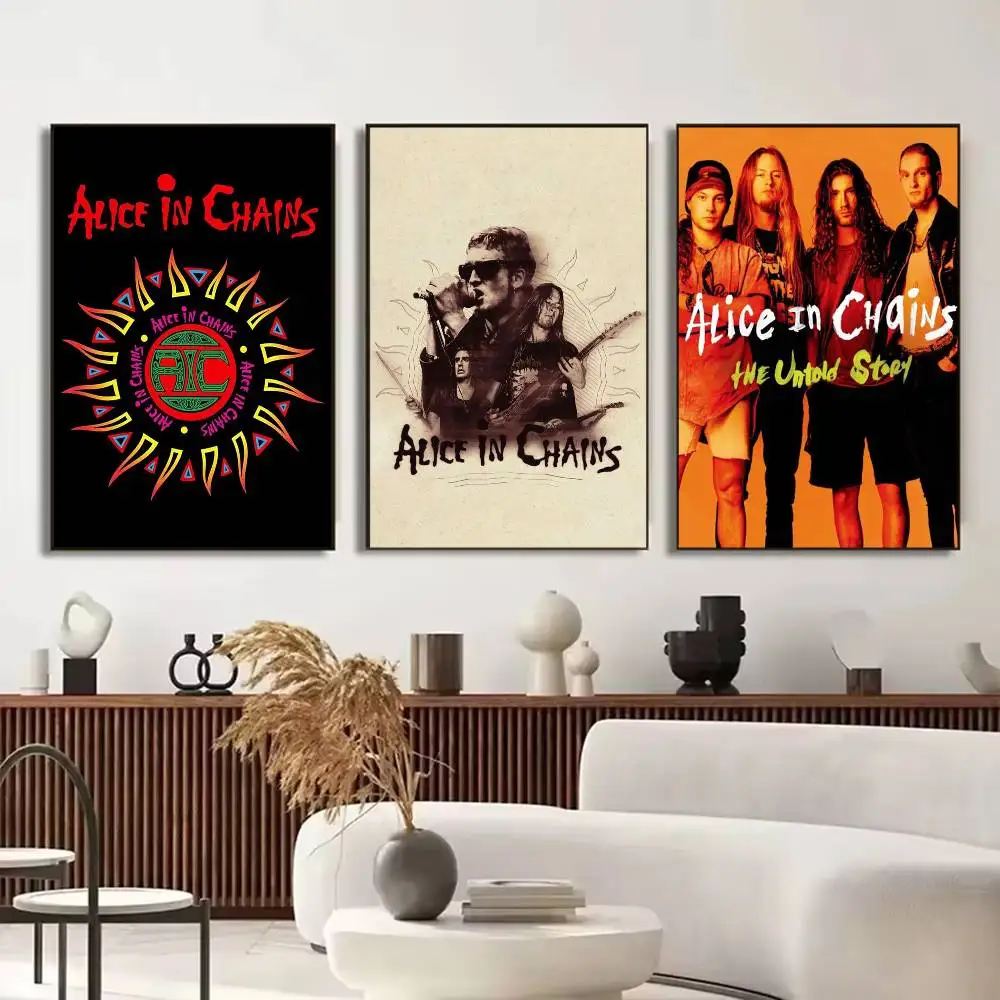 Band A-Alice I-In C-Chains Poster HD Quality Wall Art Retro Posters For Home Room Wall Decor Self Adhesive
