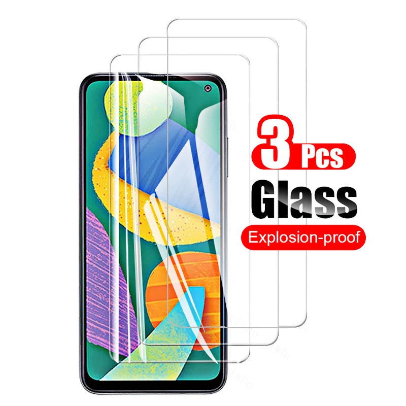 3Pcs Tempered Glass For Samsung Galaxy M55 M54 M34 M14 F62 F52 F42 F41 F22 F12 M01 Core M02s M52 M42 M32 5G Screen Protector 9H