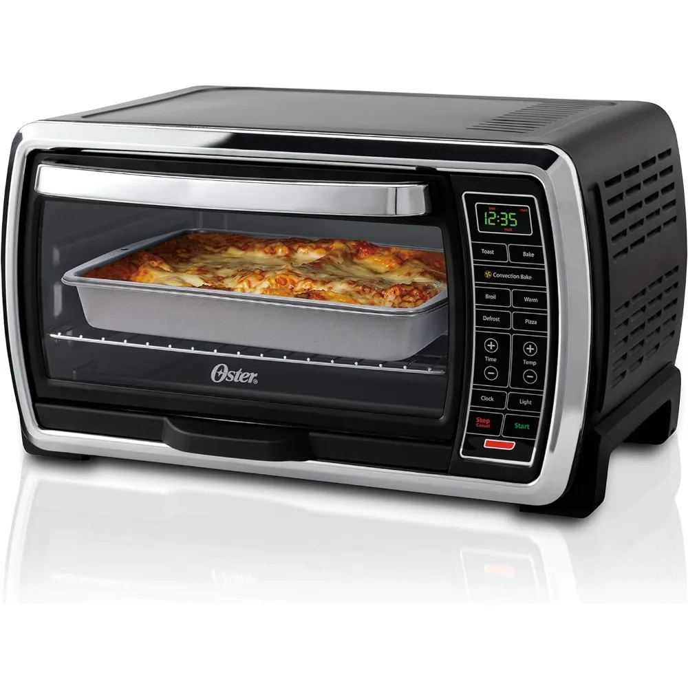 Oster Toaster Oven | Digital Convection Oven, Large 6-Slice Capacity, Black/Polished Stainless